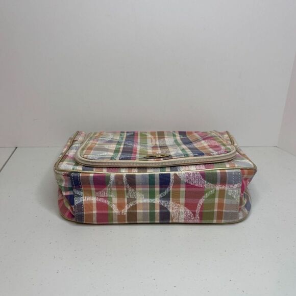Coach Poppy Multicolor Signature Madras Cosmetics Bag Fabric Travel Designer - Picture 5 of 11